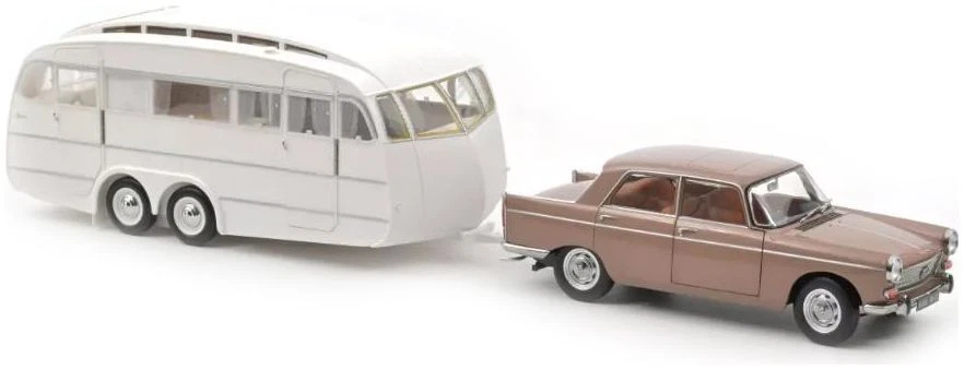 NoRev Peugeot 404 1965 marrón metálico con caravana Henon Foto 1 de 1