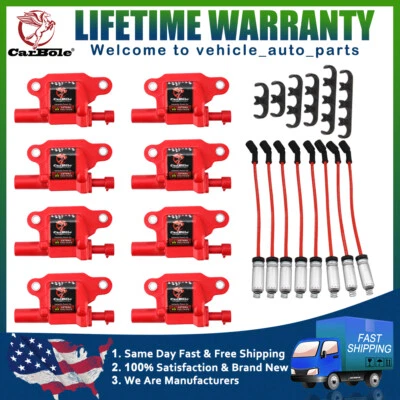 UF413 Square 8 Ignition Coils & Wire set for Chevy Silverado 1500 5.3L 6.0L 6.2L Foto 1 de 4