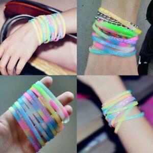 Candy Color Luminous Bracelet Silicone Glow in the Dark Gift Wristband J3B4