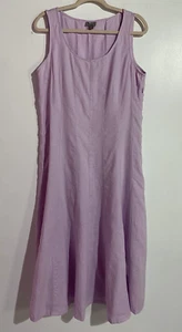 J Jill Dress M Lavender Linen Modest Beachy Cottagecore Minimalist Feminine - Picture 1 of 13