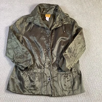 Ruby Rd Womens Jacket Olive Green Metallic Button Down 3/4 Sleeve Size 10 - Image 1 of 4