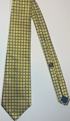 Corbata Thomas Rosa 100% Seda Amarillo y Azul Cuadrados Inglaterra Foto 1 de 4