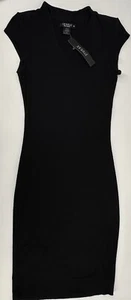 Joe & Elle Medium Bodycon Flügelärmel hochgeschlossen schwarz dehnbar Kleid Neu mit Etikett - Bild 1 von 9