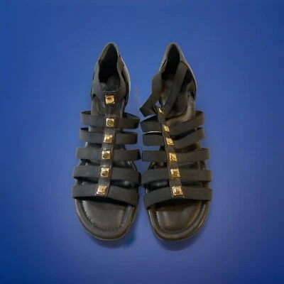 Amalfi Women's Strappy Black Heels Sandals  With Gold Accents Size 11 – New - Image 1 of 4