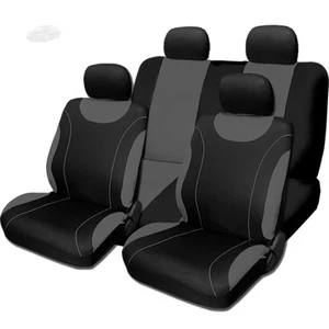 New Sleek Black and Grey Flat Cloth Car Truck Seat Covers Set For Audi - Bild 1 von 4