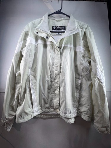 OFF WHITE COLUMBIA Giacca antipioggia Doppia Tasca Cappotto Gesso Crema Off Bianco Omni Tech Taglia L