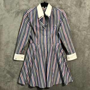 Double R by Ravi Ratan A-Line Dress Gray Stripes Large Womens Long Sleeve - Picture 1 of 13
