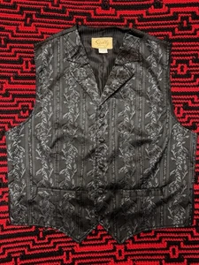 Scully Vest Mens Large Black Paisley Western Brocade Vintage Style - Picture 1 of 4