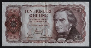1965 Österreich 500 Schilling Banknote P#139a S/N# C755036F - Bild 1 von 2