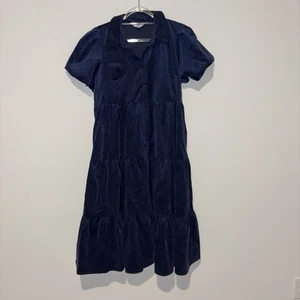 Crown & Ivy Plus Size Puff Sleeve Corduroy Dress Harbor Navy Blue size petite XL - Picture 1 of 5