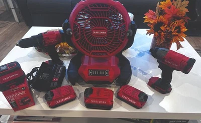 Lot Of 3 Craftsman Tools Drill & Impact Driver 20v  2 battery  20v/  1 20v 4.0ah - Image 1 of 4