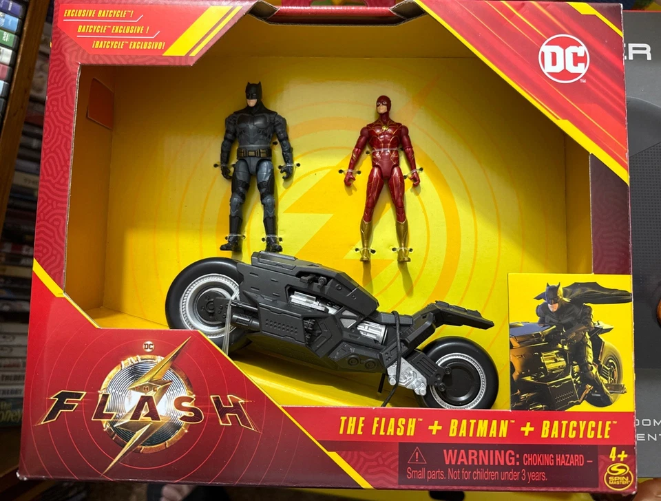 Spin Master DC Comics The Flash Movie - The Flash and Batman With Batcycle - Изображение 1 из 1