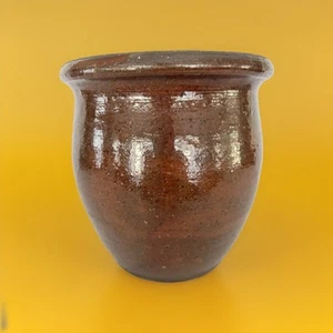 Antiguo tarro de mantequilla de manzana Redware marrón rojizo sureste de Pensilvania - Imagen 1 de 6