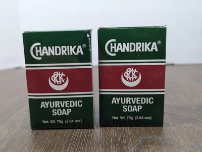 LOTE DE 2 Jabones Ayurvédicos Chandrika Nuevos En Caja Veganos Todo Tipo de Piel Hecho en India  Foto 1 de 4