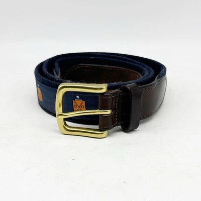 Cinturón de lona de golf Vineyard Vines para hombre talla 40 cuero marrón hebilla de latón “DCG” Foto 1 de 4