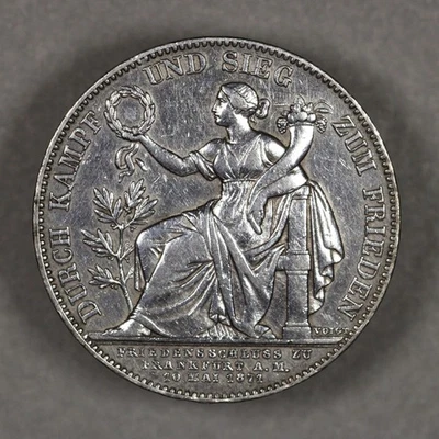 1871 Bavaria German States Silver Thaler Siegestaler - Image 1 of 2