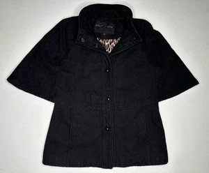 Betsey Johnson Cape Coat Batwing Wool Blend Poncho Jacket Black | 6 - Picture 1 of 9