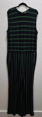 Lauren Ralph Lauren Navy/Green Striped Women's 3X Jumpsuit Wide Leg Lagenlook  - Image 1 of 4