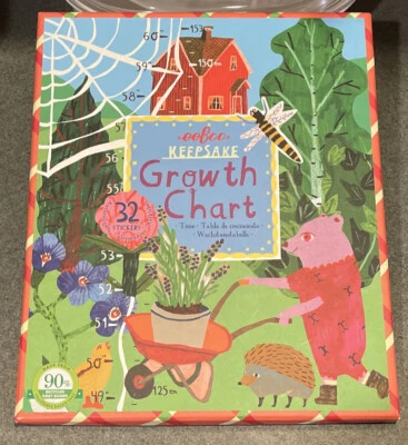 EEBoo Garden Party TABLA DE CRECIMIENTO + Pegatinas Colgadas en la Pared ALTURA Medida Recuerdo NUEVO SIN ETIQUETAS Foto 1 de 4