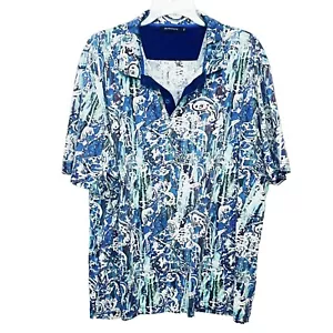 Bugatchi Polo Waterfall Paisley Floral Mercerized/Cotton Short Sleeve Shirt 2XL - Picture 1 of 10