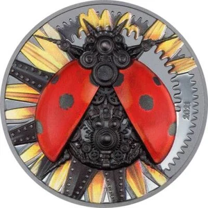 Clockwork Evolution: Mechanical Ladybug Silver Coin - Picture 1 of 4