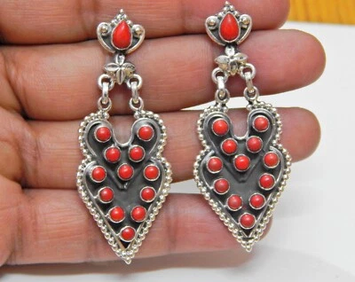 Coral Earring Stud 925 Sterling Silver Wedding Earring gift for her handmade - Image 1 of 4