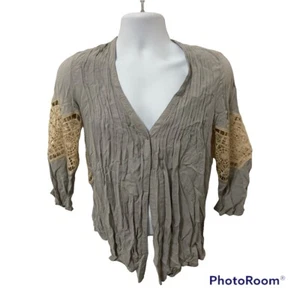 Love Stitch Blouse One button Ruffled See Through Web Pattern Women’s M Viscose - Picture 1 of 6