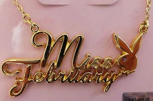 Playboy Gold Plated Miss Month Necklace Velvet Gift Pouch (Only Feb Left!) - Picture 1 of 4