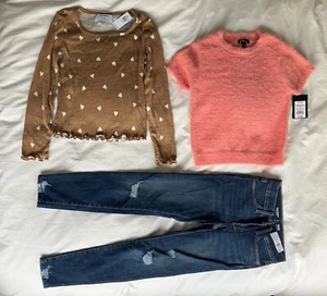 Lot Of (3) New Girls Size 8 Medium: Long Sleeve, Ballerina Jeggings, Sweater - Picture 1 of 11