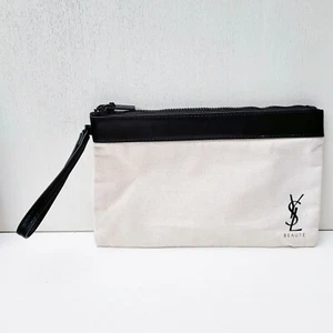 YSL Beauty Beige Makeup Cosmetic Bag with Handle, Travel Toiletry Pouch, NEW - Picture 1 of 6