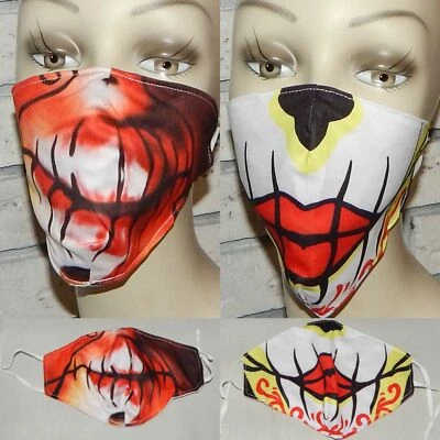 LOT OF 2 SKULL SKELETON LIPS SUGAR WASHABLE COTTON ADJUSTABLE FACE MASK INDIANA - Image 1 of 4