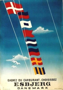 Original vintage poster FERRYSHIPS FROM ESBJERG DENMARK c.1950 - Picture 1 of 1