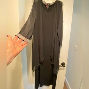 Womens NEW Formal Black Maxi Rhinestone Accent Full Coverage Cold ShoulderXL-2XL - Picture 1 of 11