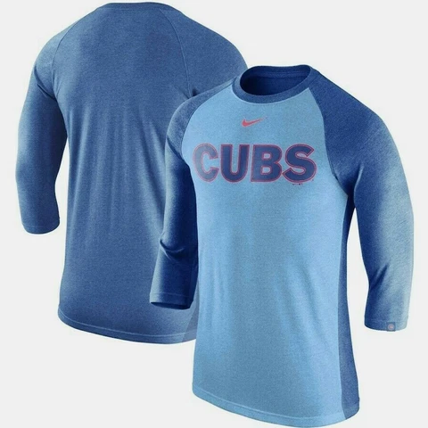 Chicago Cubs Mens Nike 3/4 Sleeve TRI-BLEND Raglan T-Shirt - XXL/XL/Large - NWT Cover