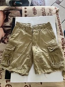 Abercrombie & Fitch Cargo Shorts Vintage Distressed Heavy Brown Size 31. P1 - Picture 1 of 4