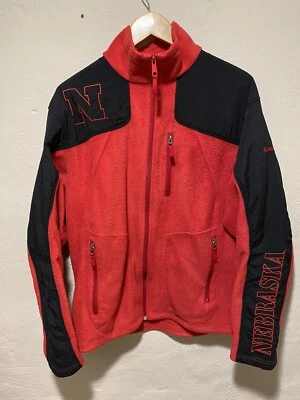 Chaqueta Columbia Para Hombres Nebraska Cornhuskers RARA Roja Negra Cremallera Completa Vellón Talla M Foto 1 de 4