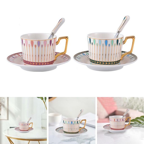 Moroccan Style Cup and Saucer Set Hand Painted Ceramic Coffee Mug Afternoon Tea Photo Related