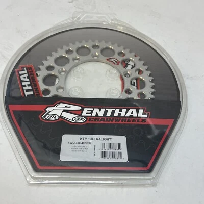 Roda dentada traseira Renthal 48T 420 alumínio ultraleve prata KTM 65 SX 1998-2020 - Imagem 1 de 2