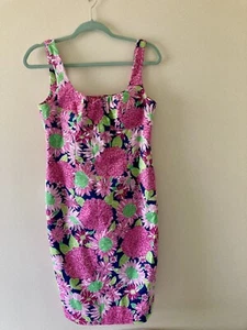 Lilly Pulitzer Sundress Floral Pleats Green/pink Dress Summer Garden Size 6 - Picture 1 of 3