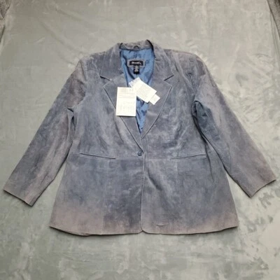 Blazer Vintage Denim Co Mujer 1X Chaqueta de Cuero Gamuza Azul LEER Foto 1 de 4