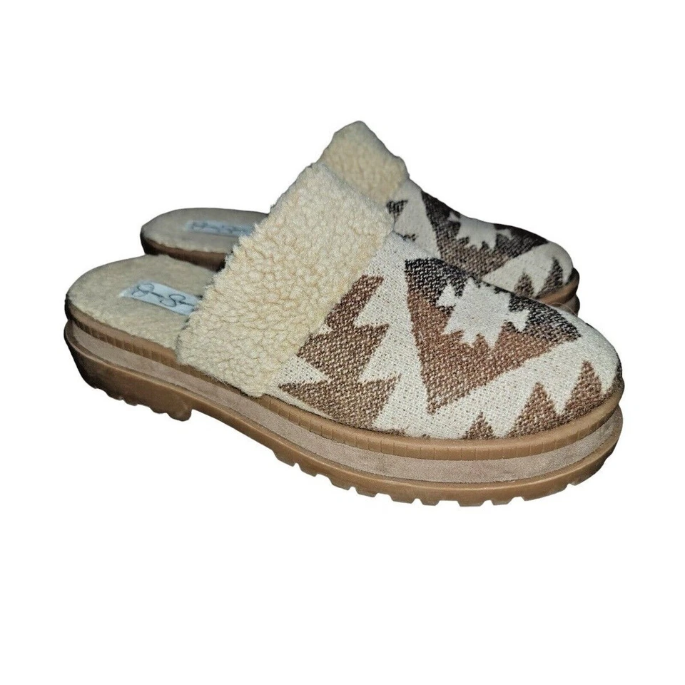 Jessica Simpson Zapatos Mujer 6.5 M Sin Cordones Forrados Mules Tela Marrón Tacones Bajos Foto 1 de 1