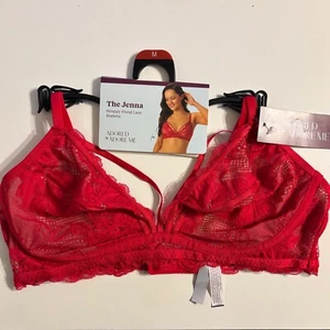 Adored By Adore Me New Strappy Floral Lace Bralette The Jenna Crimson Medium NWT - Picture 1 of 5