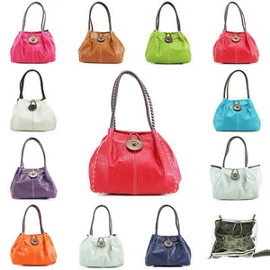 Ladies Large Button Shoulder Bag Stitching Detail Women Handbag Girls Bag D836 - Picture 1 of 19