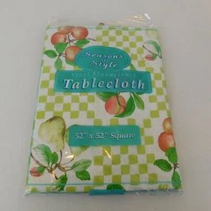 Mantel de vinilo con espalda de franela Seasons of Style 52 x 52 cuadrado fruta manzana melocotón - Imagen 1 de 9