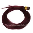 25 Pre Bond I Stick Tip Micro Beads Straight Remy Human Hair Extensions Dark Red