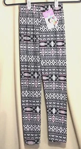 Hongju Girls Leggings Black/Pink/White Geometric Size Large Elastic Waistline - Picture 1 of 10