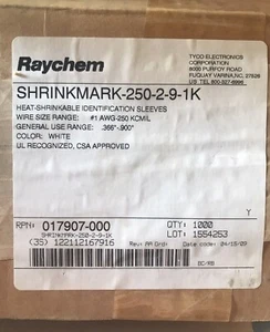 ⚡️Spool of 1000⚡️ RAYCHEM SHRINKMARK HEAT SHRINK IDENTIFICATION SLEEVES #1 white - Picture 1 of 3