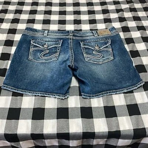 Pantaloncini jeans donna Silver Suki Surplus denim taglie forti 22 x 7 tasche con patta elasticizzate - Foto 1 di 11