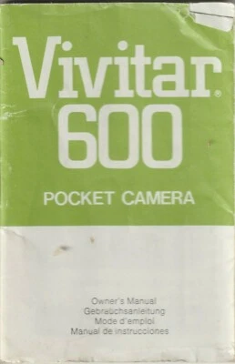 Vintage Vivitar 600 Pocket Camera Manual Instructions Guide Booklet Book - Image 1 of 2