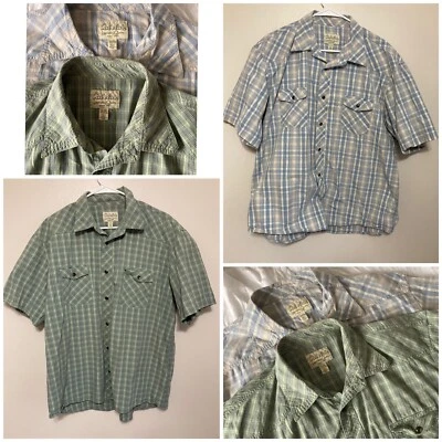 Cabela's Lot of 2 Men’s XL 100% Cotton S/S Plaid Button-Down Shirts Pearl Snap - Image 1 of 4